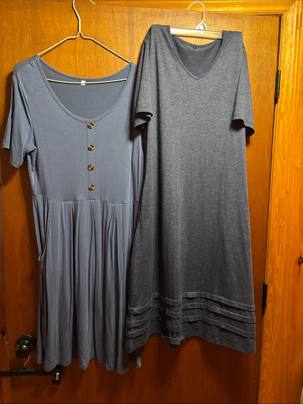 Casual Midi Dress in Slate Blue 2 dresses. Both with pockets